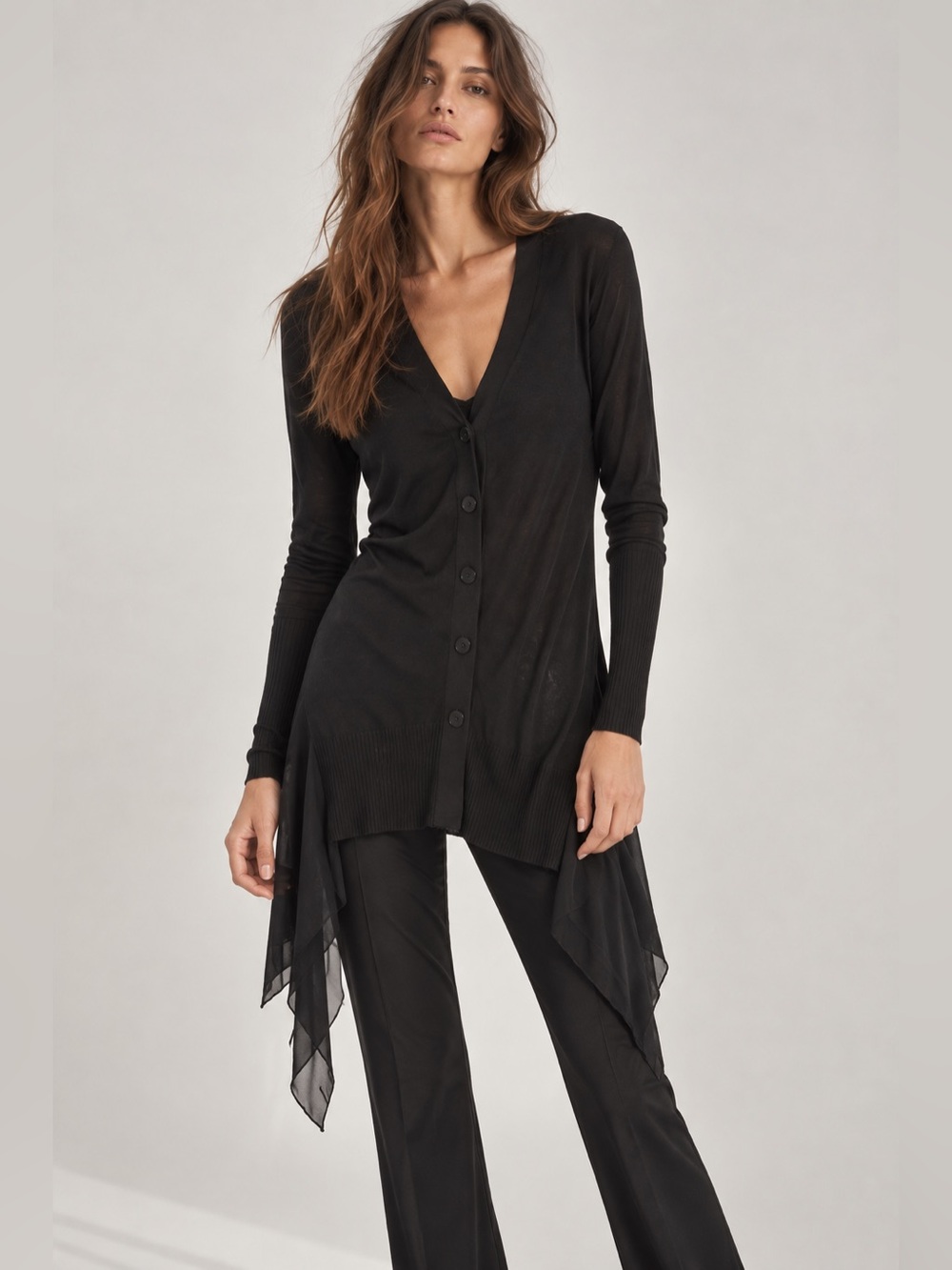 $395 GOLD HAWK BAMBOO SILK CARDIGAN